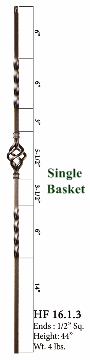 HF16.1.3 Single Basket Iron Baluster